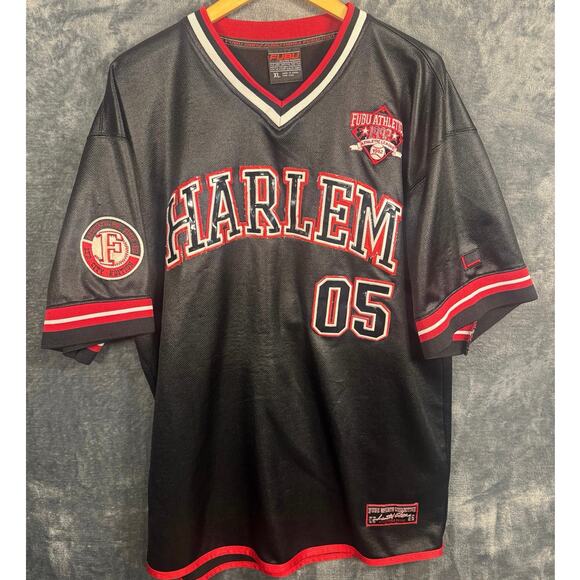 Rare VTG 90s FUBU Limited Edition Harlem Football Jersey Men’s XL Black/Red - Picture 1 of 9